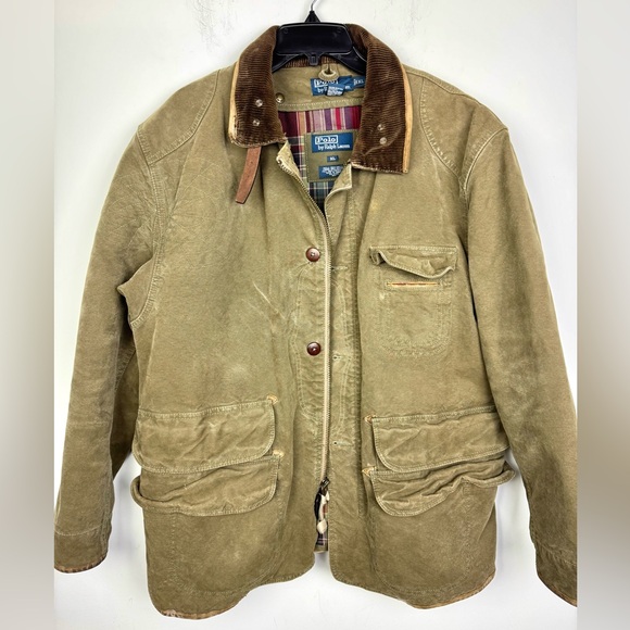 Vintage POLO Ralph Lauren Olive Canvas Hunting Jacket with Removable Lining XL